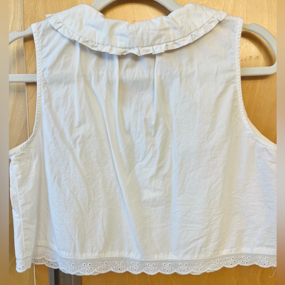 Altar’d State Peter Pan Collar White Ruffle Trim Eyelet Cotton Top - Size XS - Picture 8 of 12